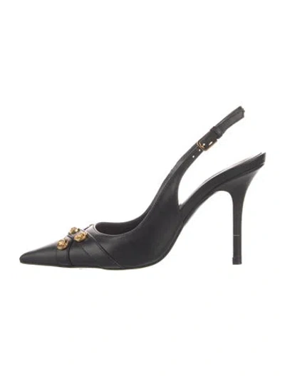 Pre-owned Versace Leather Slingback Pumps In Black