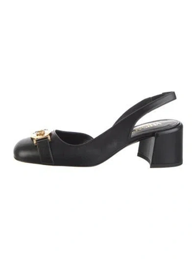 Pre-owned Versace Leather Slingback Pumps In Black