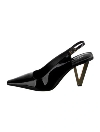 Pre-owned Versace Leather Slingback Pumps In Black