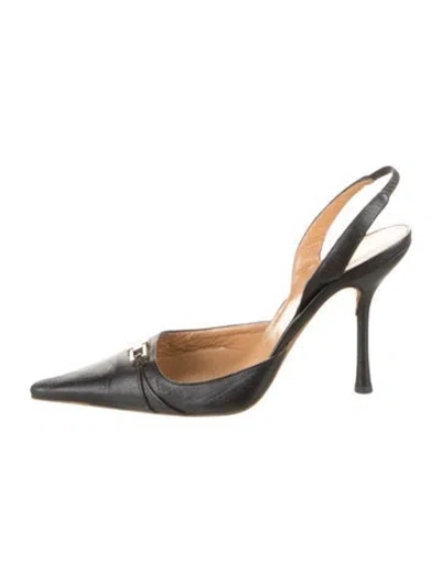 Pre-owned Versace Leather Slingback Pumps In Black