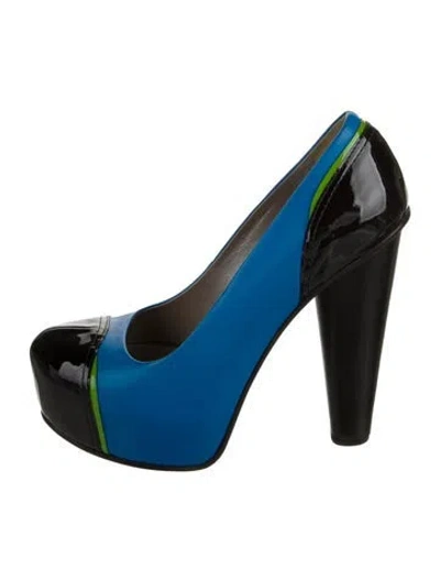 Pre-owned Versace Leather Slingback Pumps In Blue