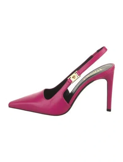 Pre-owned Versace Leather Slingback Pumps In Pink