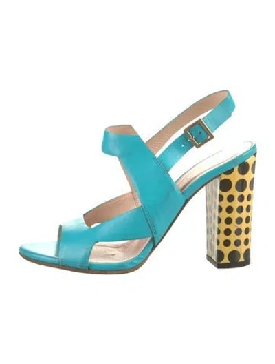 Pre-owned Versace Leather Slingback Sandals In Blue