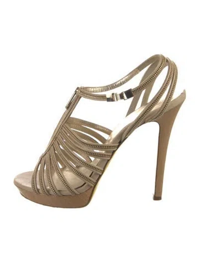 Pre-owned Versace Leather Slingback Sandals In White