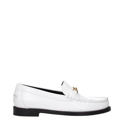 Versace Leather Slip-on Men's Loafers In White