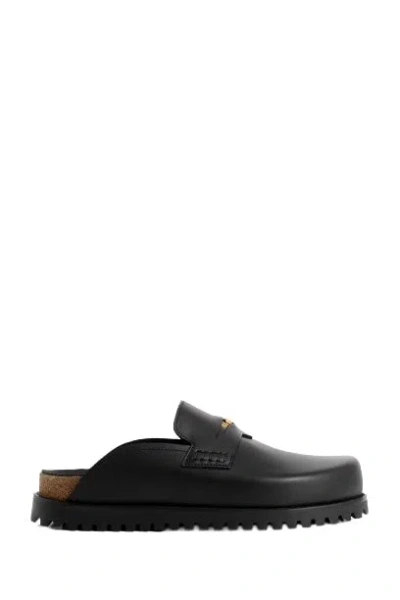 Versace Leather Slip-on Mules In Black