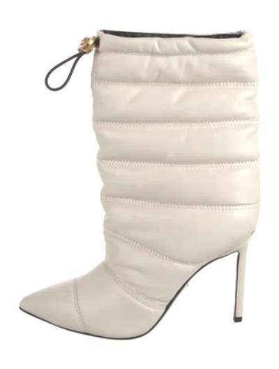 Pre-owned Versace Leather Slouch Boots In Neutrals