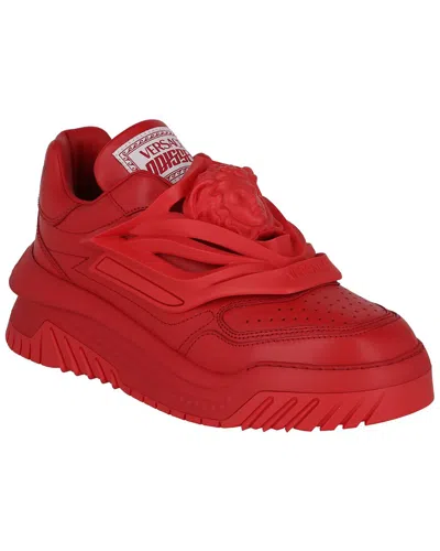 Versace Leather Sneaker In Red