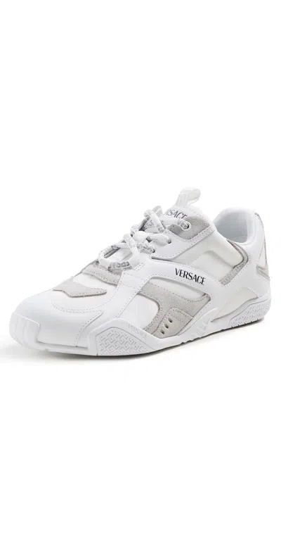 Versace White Galaxia Layered Calf Leather Sneakers