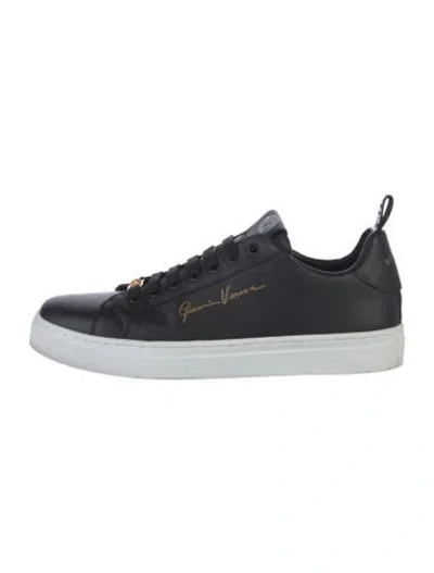 Pre-owned Versace Leather Sneakers In Black