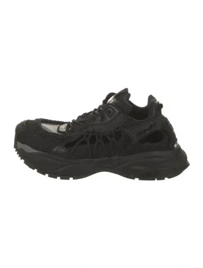 Pre-owned Versace Leather Sneakers In Black