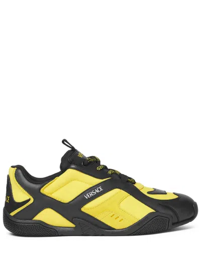 Versace Logo Sneaker In Yellow Black