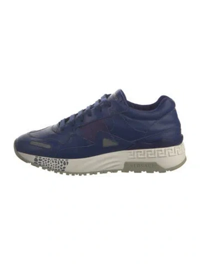 Pre-owned Versace Leather Sneakers In Blue