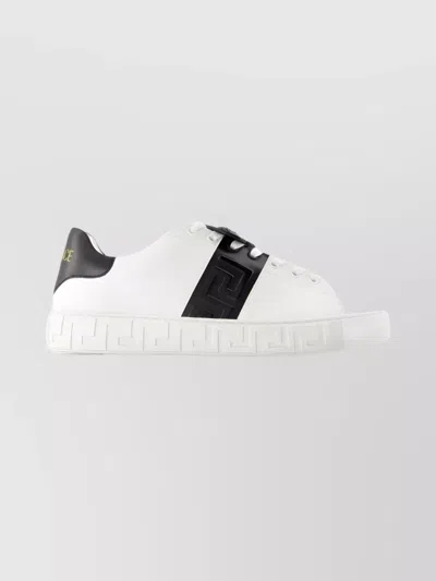 Versace Leather Sneakers Low-top Round Toe In Multi