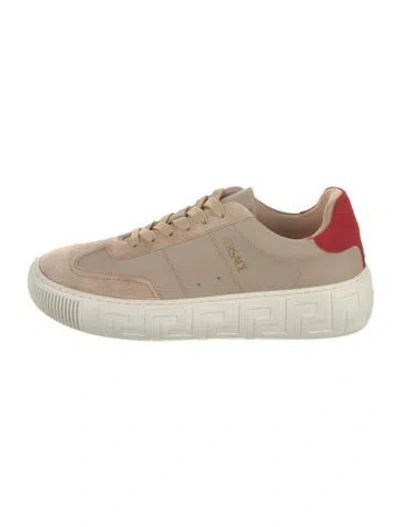 Pre-owned Versace Leather Sneakers In Neutral
