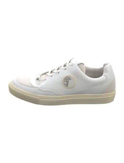 Pre-owned Versace Leather Sneakers In Silver