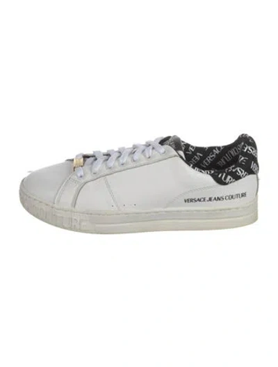 Pre-owned Versace Leather Sneakers In White