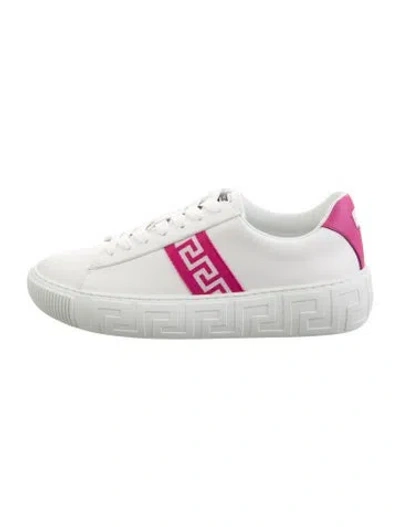 Pre-owned Versace Leather Sneakers In White