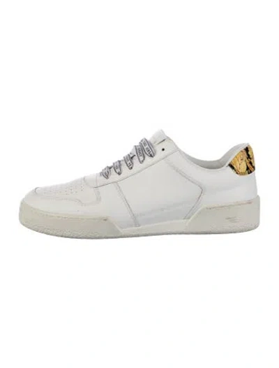 Pre-owned Versace Leather Sneakers In White