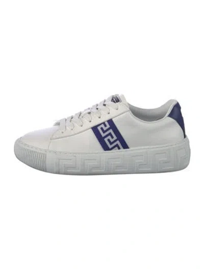 Pre-owned Versace Leather Sneakers In White