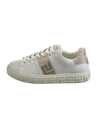 Pre-owned Versace Leather Sneakers In White