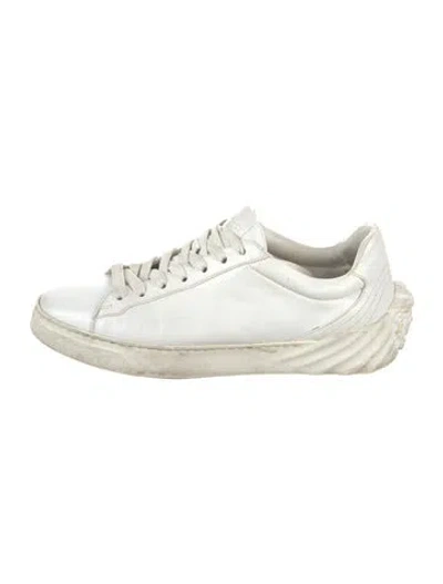 Pre-owned Versace Leather Sneakers In White