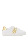 VERSACE LEATHER SNEAKERS WITH EMBROIDERED LA GRECA MOTIF
