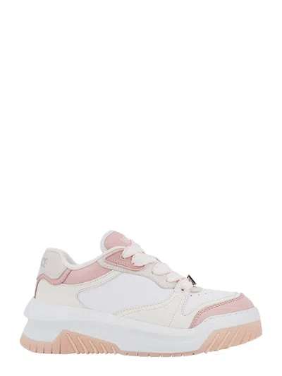 VERSACE LEATHER SNEAKERS WITH GRECA DETAIL