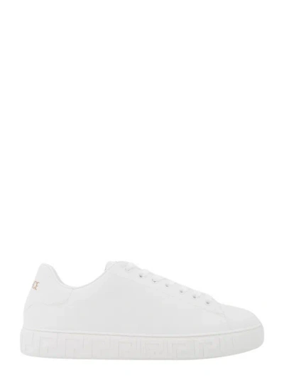 VERSACE LEATHER SNEAKERS WITH LA GRECA DETAIL