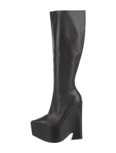 Pre-owned Versace Leather Sock Boots In Black