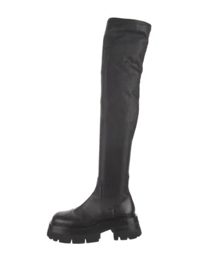 Pre-owned Versace Leather Sock Boots In Black