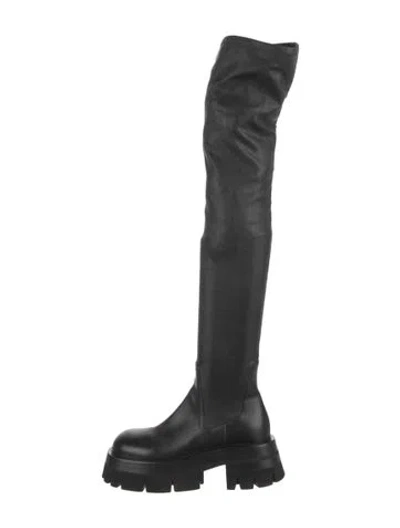 Pre-owned Versace Leather Sock Boots In Black