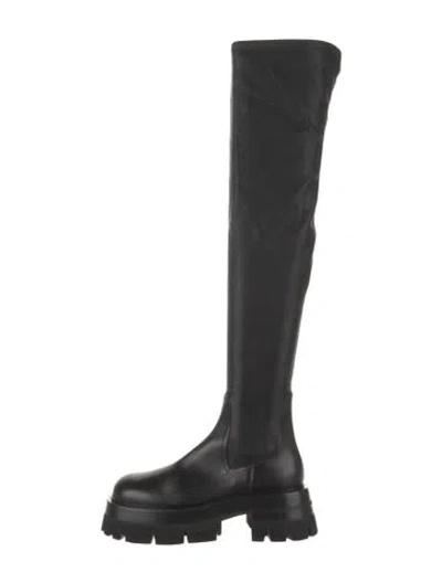Pre-owned Versace Leather Sock Boots In Black