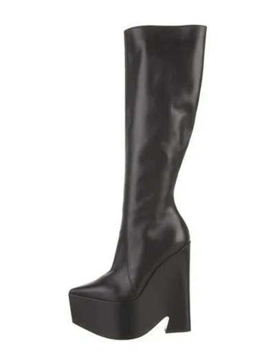 Pre-owned Versace Leather Sock Boots In Black