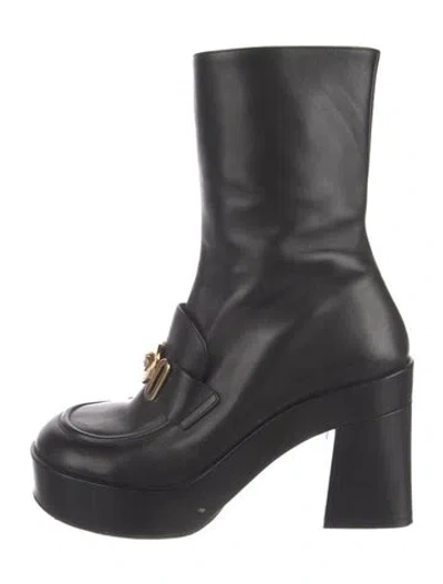 Pre-owned Versace Leather Sock Boots In Black