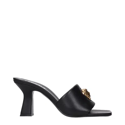 Versace Leather Stiletto Heels Women's Sandals In Black