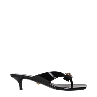 Versace Leather Stiletto Heels Women's Sandals In Black