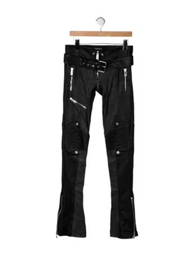 Pre-owned Versace Leather Straight Leg Pants In Black