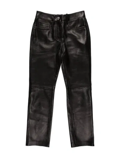Pre-owned Versace Leather Straight Leg Pants W/ Tags In Black