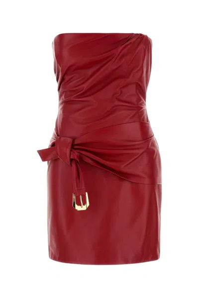 Versace Leather Strapless Mini Dress In Red