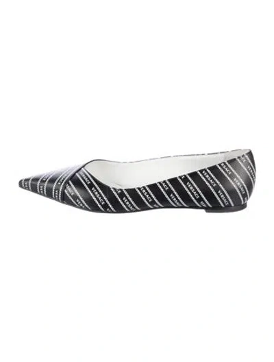 Pre-owned Versace Leather Striped Flats In Blue