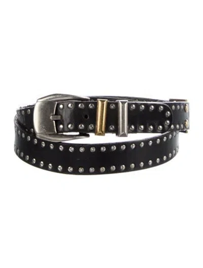 Pre-owned Versace Leather Studded Accents Belt In Black