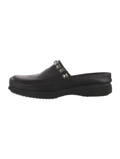 Pre-owned Versace Leather Studded Accents Loafers In Black