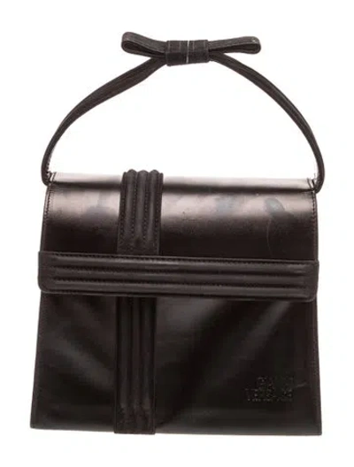 Pre-owned Versace Leather Top Handle Bag In Black