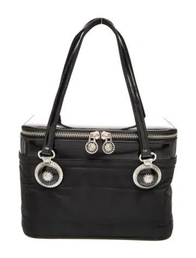 Pre-owned Versace Leather Top Handle Bag In Black
