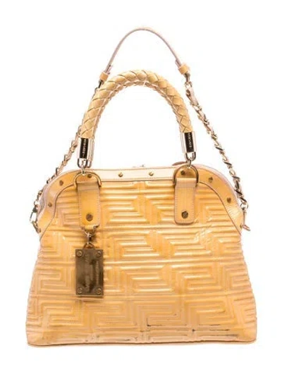 Pre-owned Versace Leather Top Handle Bag In Brown