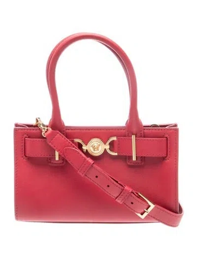 Pre-owned Versace Leather Top Handle Bag In Red