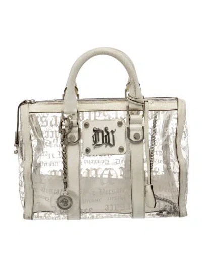 Pre-owned Versace Leather Top Handle Bag In White