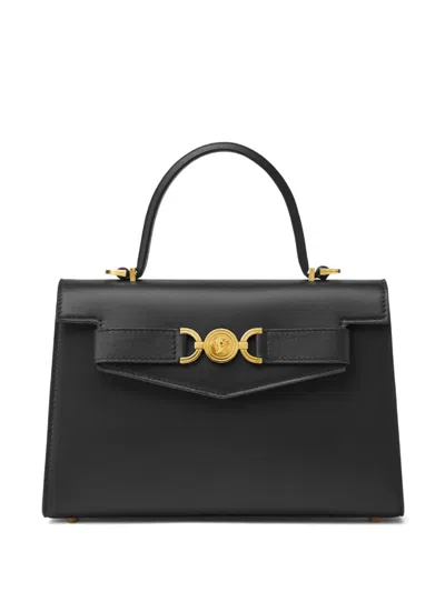 Versace Leather Tote Bag In Black