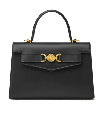 Versace Leather Tote Bag In Black